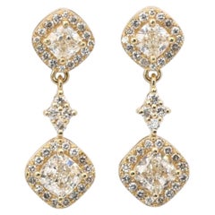 3.92 Carats IGI Certified Natural Diamonds 18k Yellow Gold Drop Earrings