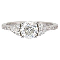 1.40 Carats IGI Certified Natural Diamond 18K White Gold Pave Ring
