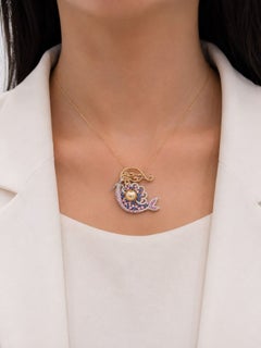 Enchanting 1.83ct Sapphire and South Sea Pearl Mermaid Pendant/Brooch
