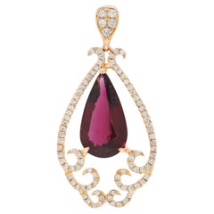 Exquisite 2.23ct Rubellite Tourmaline and 0.26ct Diamond Pendant 18K Rose Gold