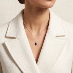 Elegant 0.70ct Natural Blue Sapphire Bezel Pendant in 18K White Gold