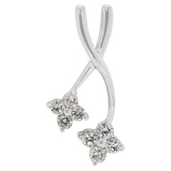 Exquisite 0.14ct Natural Diamond Bypass Flower Cluster Pendant in 18K White Gold