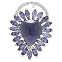 Magnificent 14.15ct Iolite and 0.24ct Natural Diamond Convertible Ring/Pendant