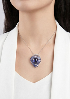 Magnificent 14.15ct Iolite and 0.24ct Natural Diamond Convertible Ring/Pendant