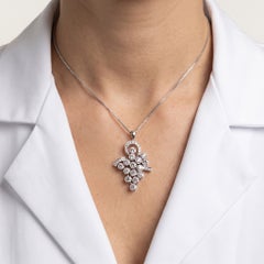 Opulent 4.05ct Natural Diamond Grape Cluster Statement Pendant in 14K White Gold