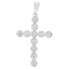 Ciondolo a forma di croce con diamante brillante da 0,26 ct in oro bianco 18 carati