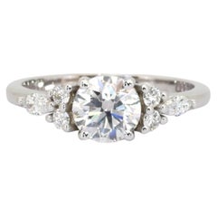 Bague en or blanc 18 carats sertie de 7 diamants naturels certifiés IGI de 1,36 carat