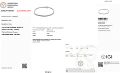 Bracelet « tennis » en or blanc 18 carats serti de diamants naturels certifiés IGI de 5,26 carats