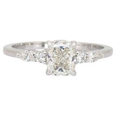 1.21 Carats IGI Certified 18k White Gold Natural Diamond 5-Stone Ring