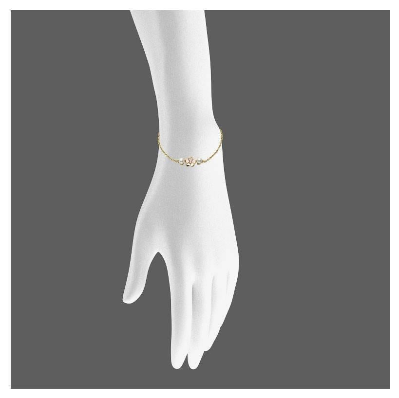 Contemporary Shaun Leane Single Flower Bracelet in Yellow Gold Vermeil with Diamond and Pearl