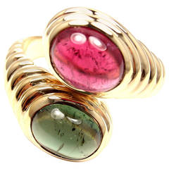 Bulgari Pink And Green Tourmaline Gold Ring