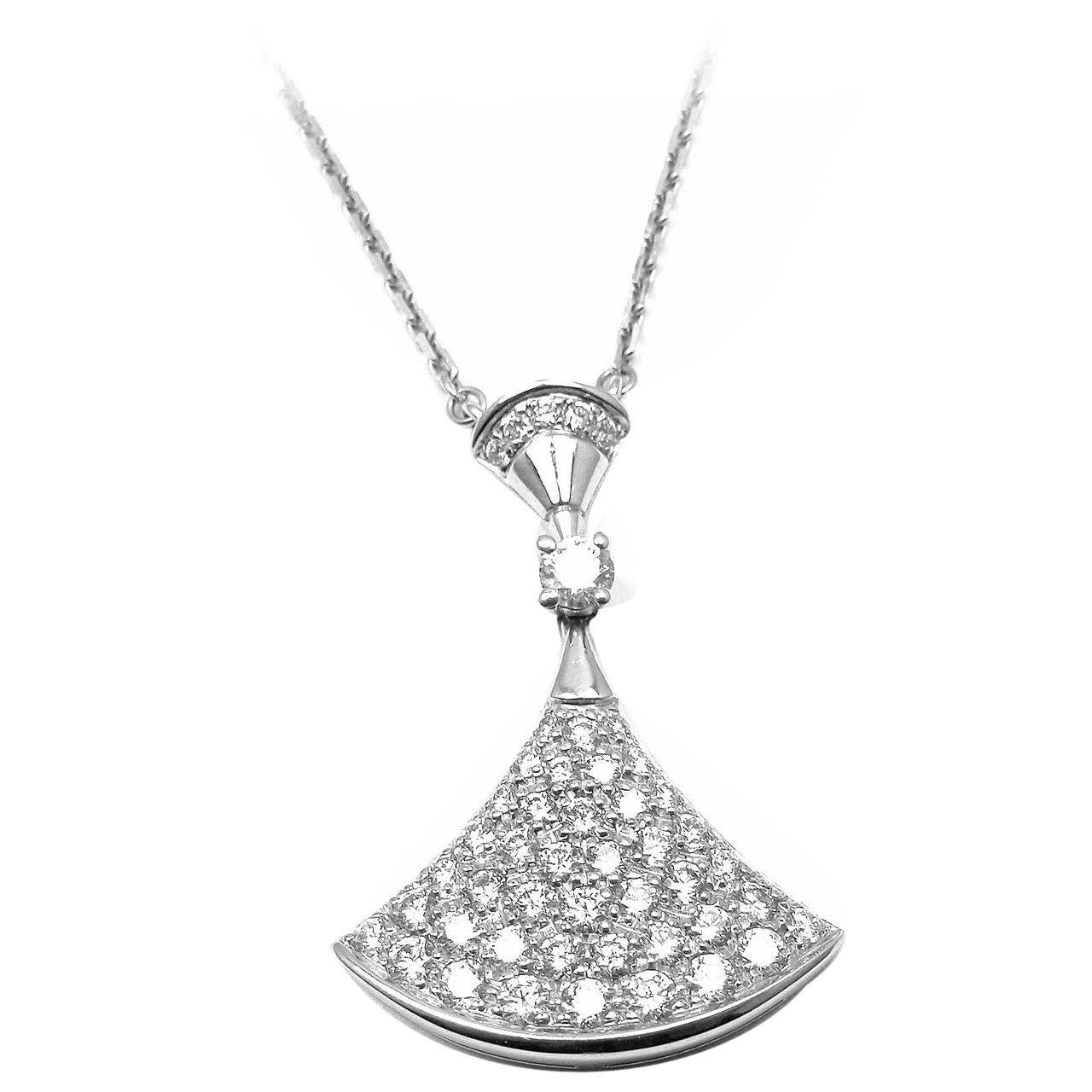 Bulgari Diva Diamond White Gold Pendant Necklace at 1stdibs