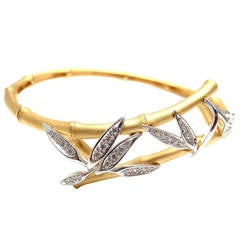 Carrera Y Carrera Bambu Diamond Gold Bangle Bracelet