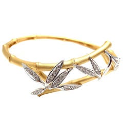 Carrera Y Carrera Bambu Diamond Gold Bangle Bracelet