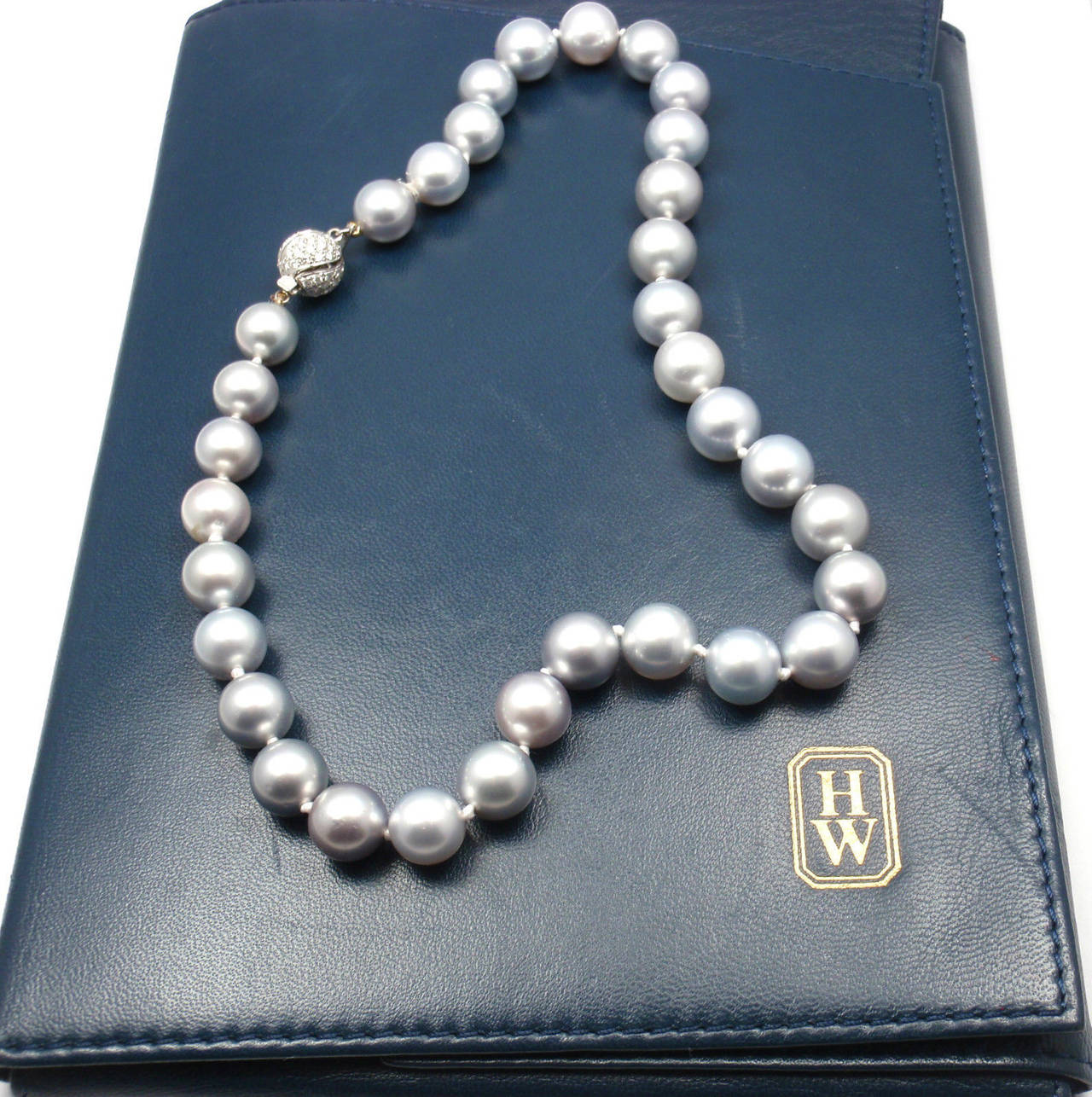Women's Harry Winston Grey Tahitian 10mm - 12mm Pearl  Necklace