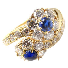 Van Cleef & Arpels Diamond Sapphire Gold Fleurette Flower Ring