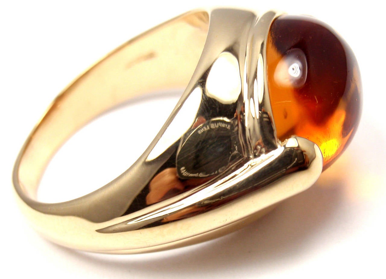 18k Yellow Gold Gold large Citrine ring by Bulgari.
With 1 Citrine 10mm x 16mm

Details:
Ring Size: 7 (resize available)
Width: 13mm
Weight: 12.6 grams
Stamped Hallmarks: Bulgari 750 Made in Italy

*Free Shipping within the United