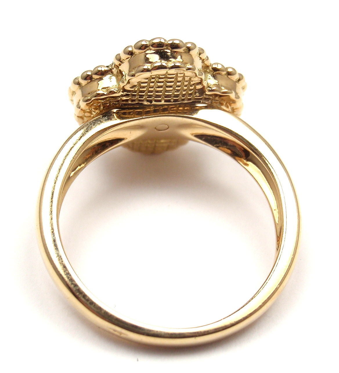 Women's Van Cleef & Arpels Vintage Alhambra Onyx Diamond Yellow Gold Ring