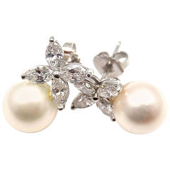 Tiffany & Co. Victoria Pearl Diamond Platinum Earrings