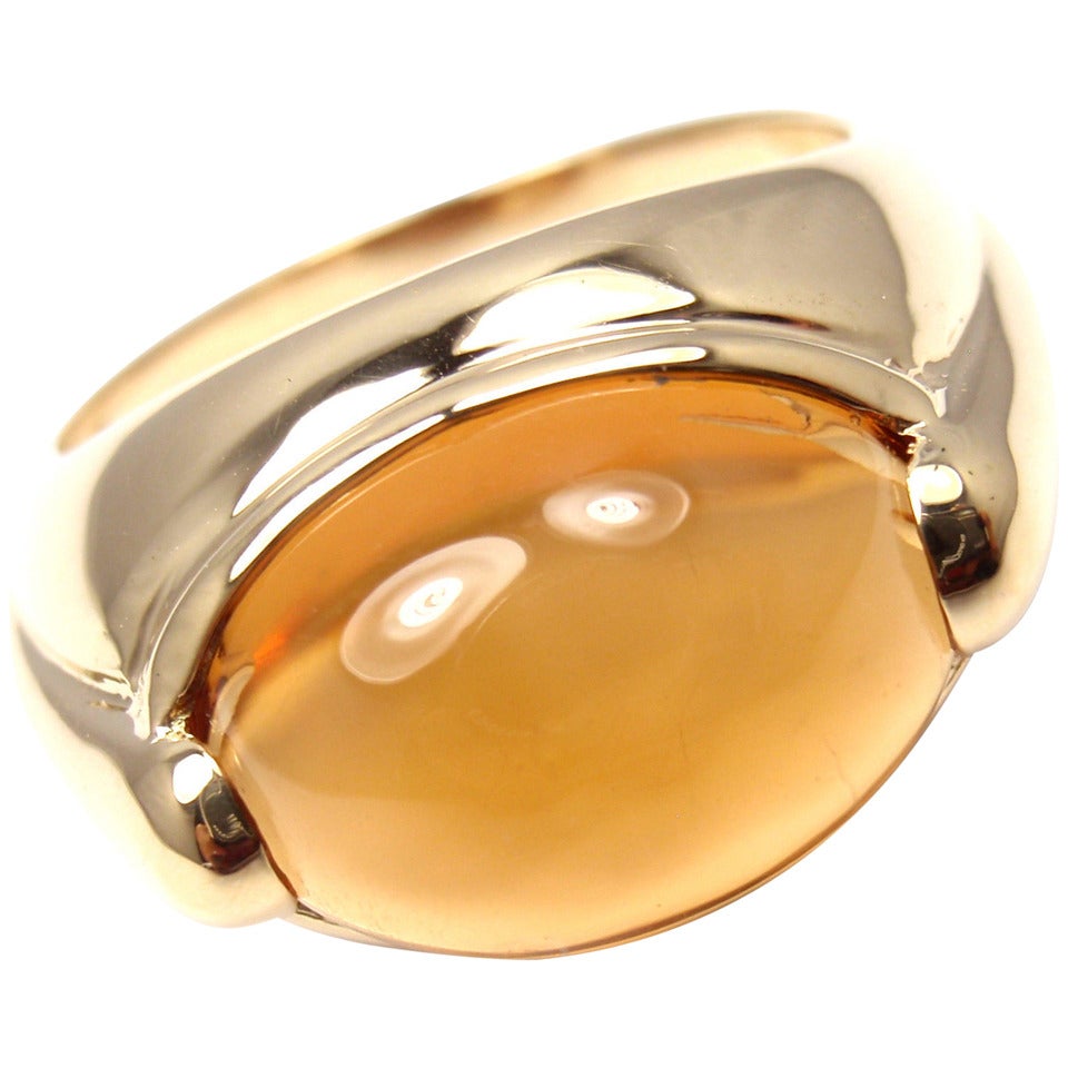 Bulgari Large Citrine Gold Band Ring