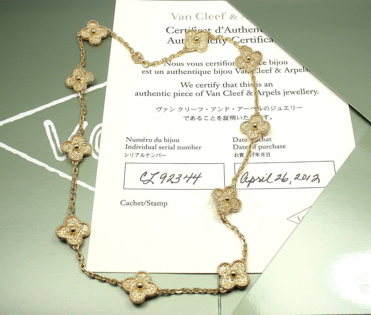 Women's Van Cleef & Arpels Vintage Alhambra Ten Motif Gold Necklace
