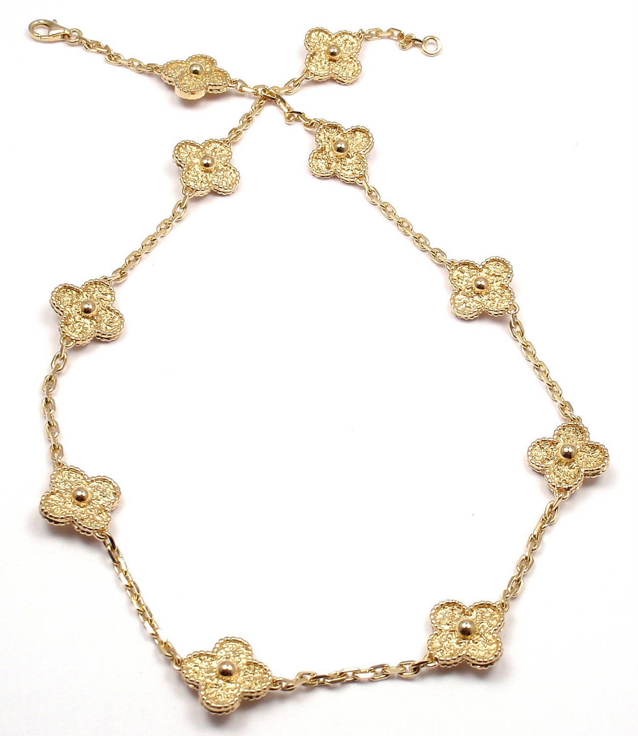 Van Cleef & Arpels Vintage Alhambra Ten Motif Gold Necklace 2