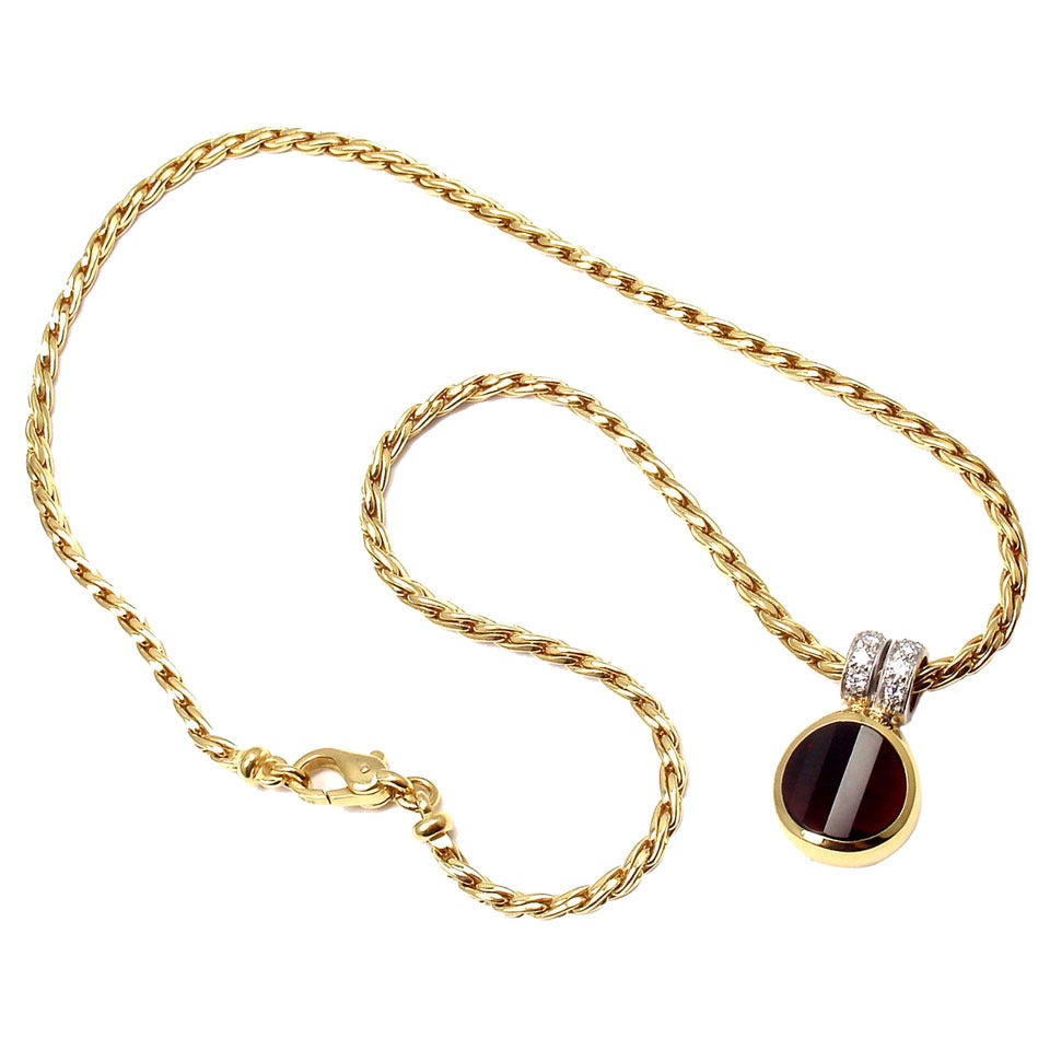 Pomellato Garnet Diamond Gold Pendant Necklace