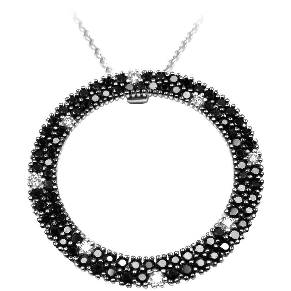 Roberto Coin Fantasia Black Sapphire Diamond Gold Pendant Necklace