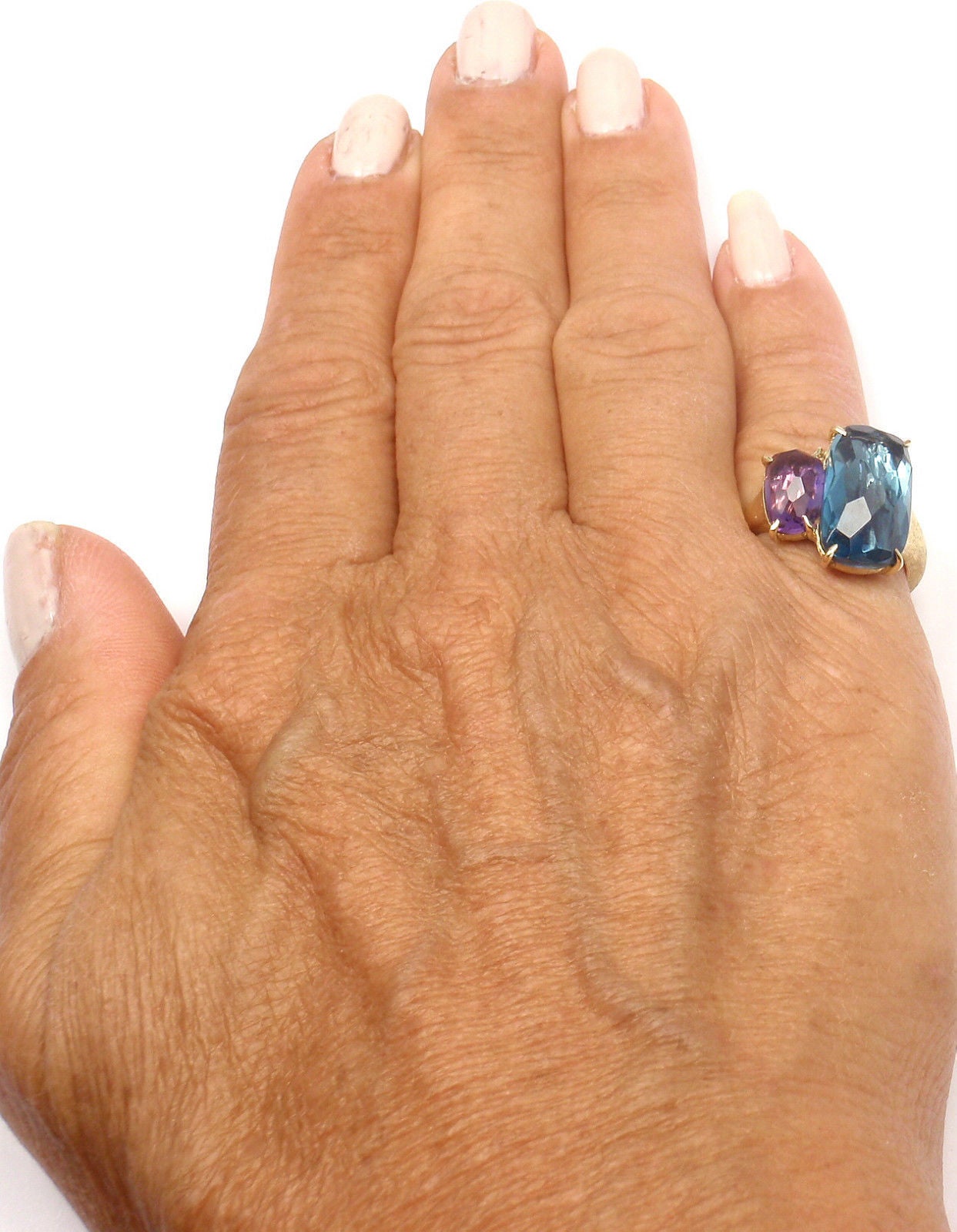 Marco Bicego Murano London Blue Topaz Amethyst Gold Ring In New Condition In Holland, PA