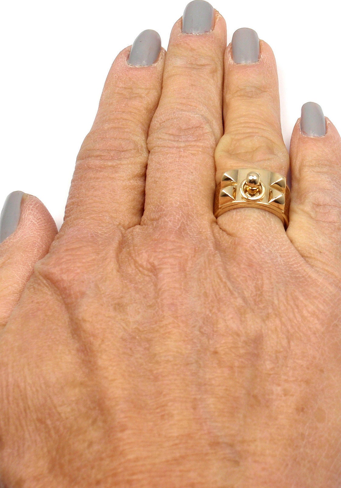 Women's Hermes Collier de Chien Enamel Gold Band Ring