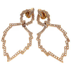 Paul Morelli Diamond Rose Gold Large Aspen Leaf Earrings