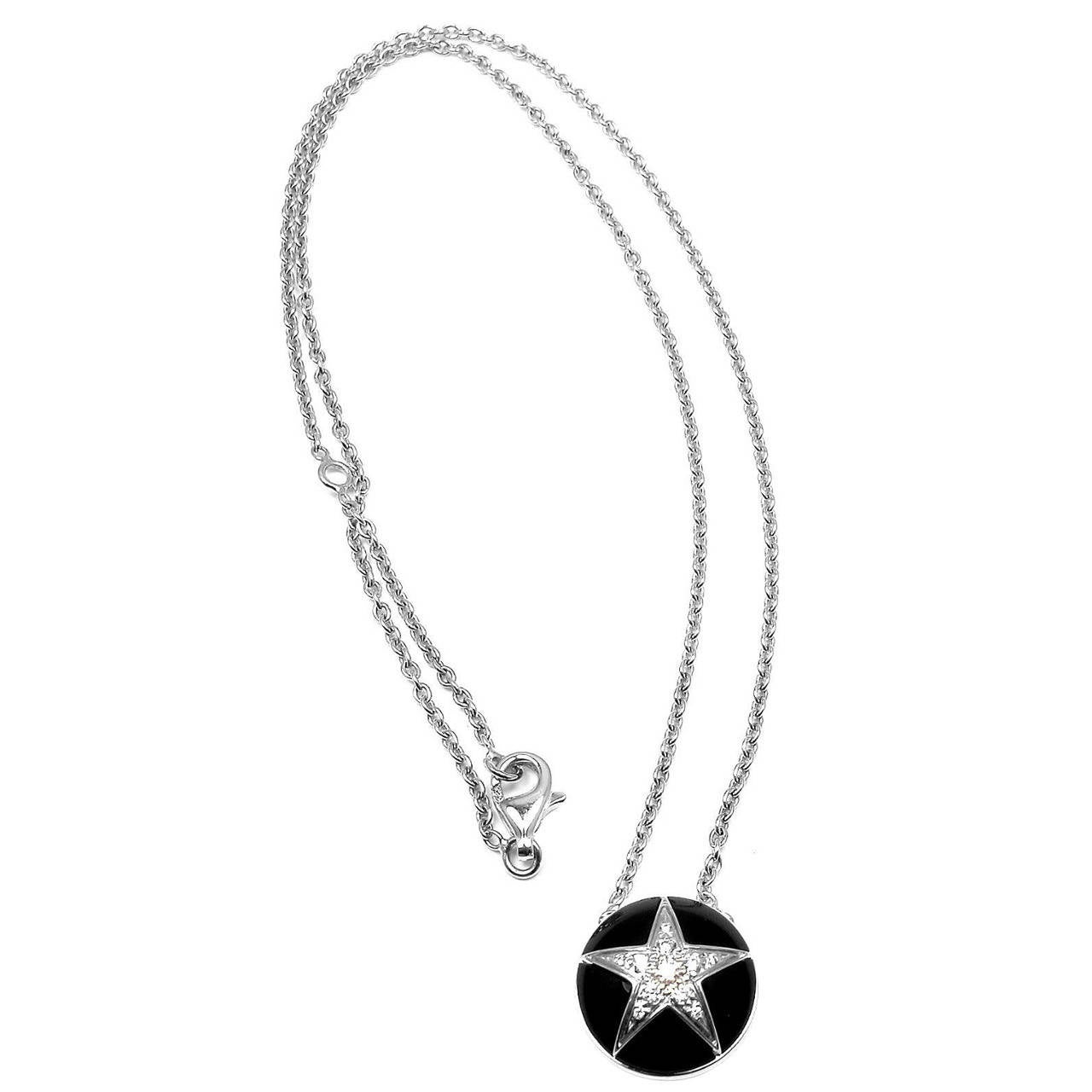 Chanel Comete Agate Diamond Gold Pendant Necklace
