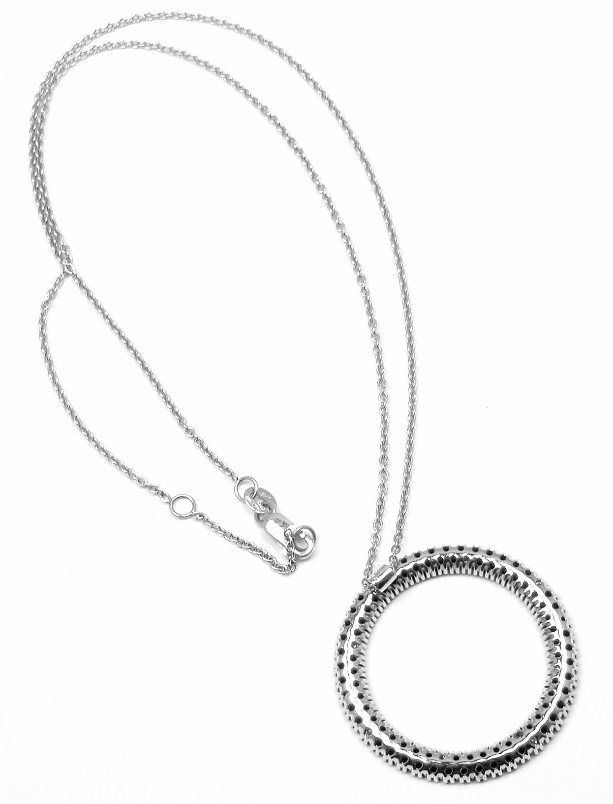 Roberto Coin Fantasia Black Sapphire Diamond Gold Pendant Necklace In New Condition In Holland, PA