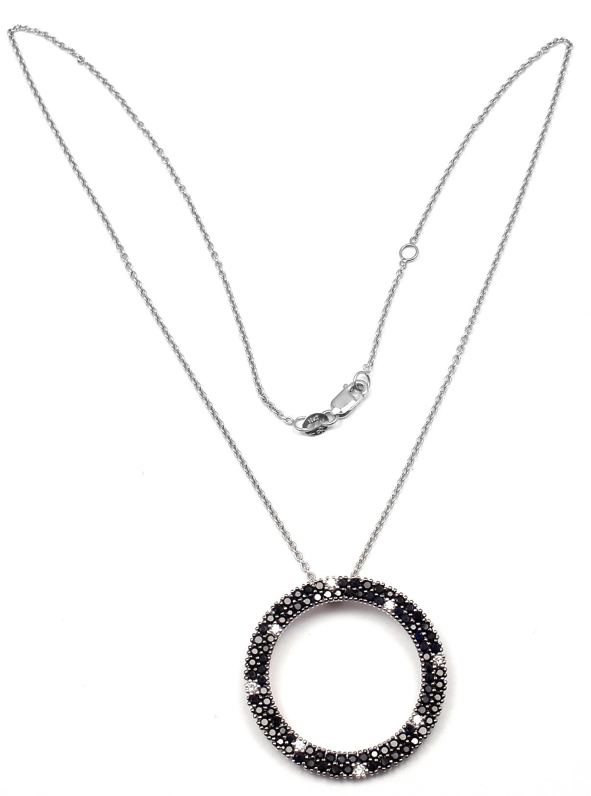 Contemporary Roberto Coin Fantasia Black Sapphire Diamond Gold Pendant Necklace