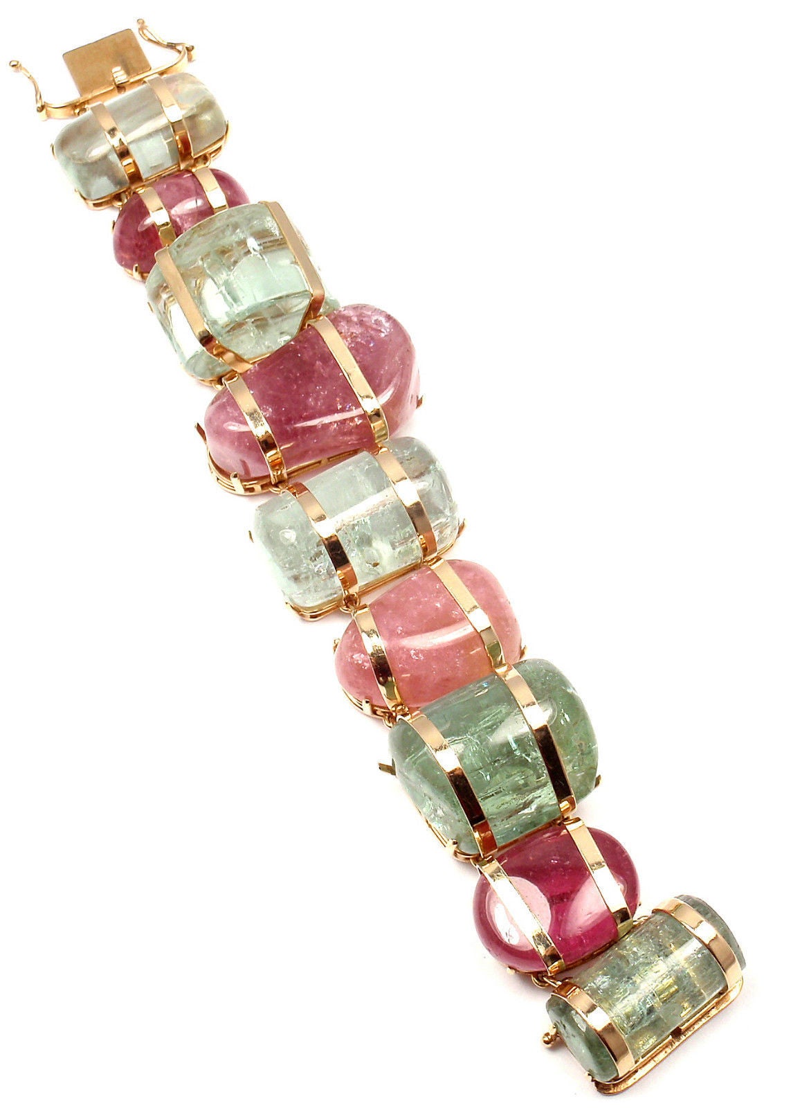 Seaman Schepps Aquamarine Pink Tourmaline Gold Bracelet 1