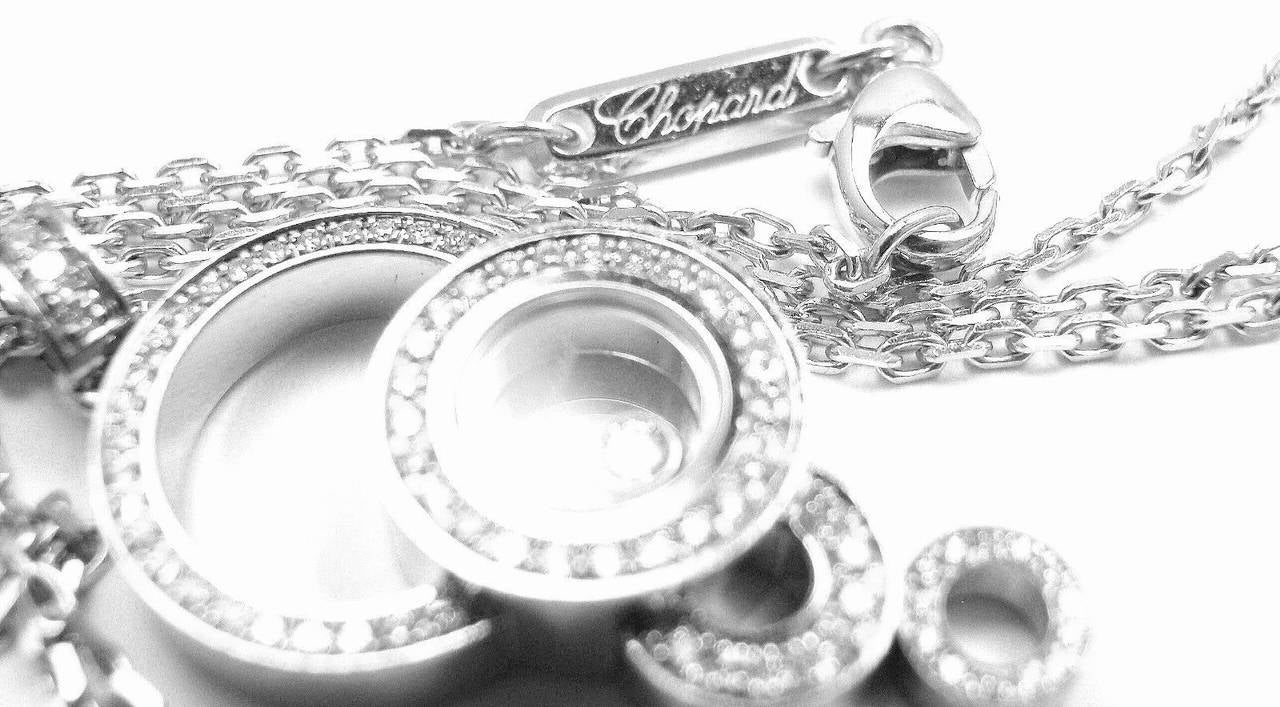 Women's Chopard Happy Bubbles Diamond White Gold Pendant Necklace