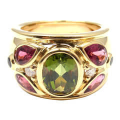 Cartier Tourmaline Sapphire Diamond Gold Band Ring