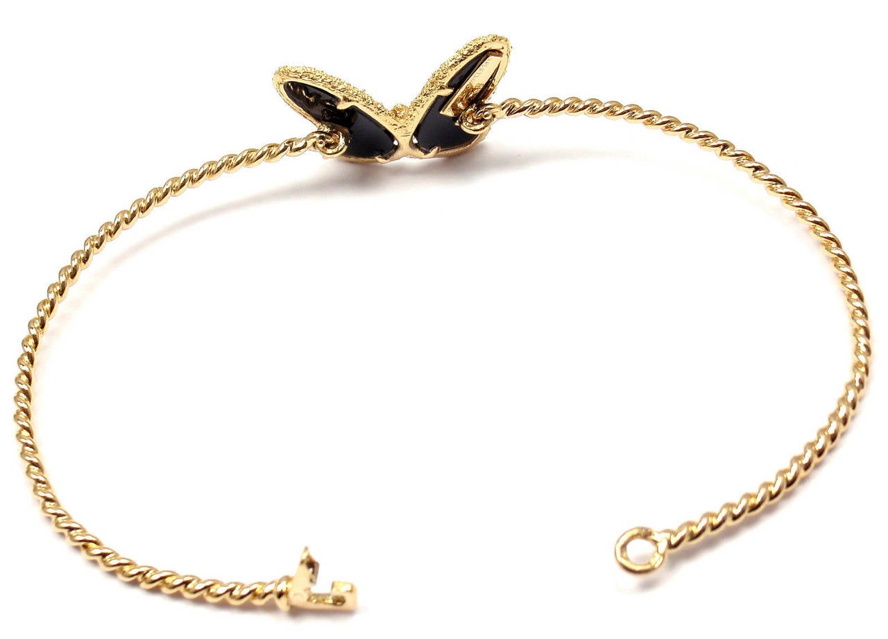Van Cleef & Arpels Diamond Onyx Gold Butterfly Bangle Bracelet 5