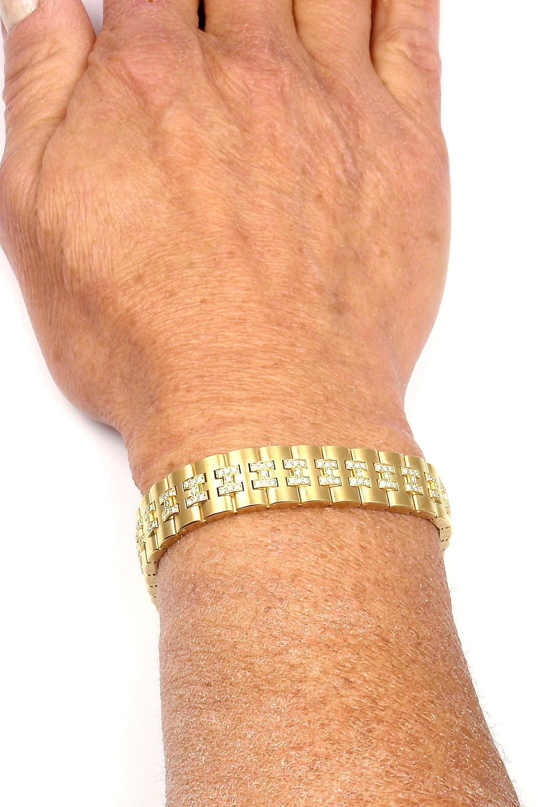 Hermes Paris Diamond Gold H Link Bracelet 1