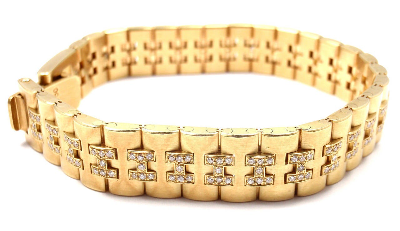 Hermes Paris Diamond Gold H Link Bracelet at 1stDibs | hermes maillon h  link bracelet, hermes h link bracelet, hermes paris gold bracelet