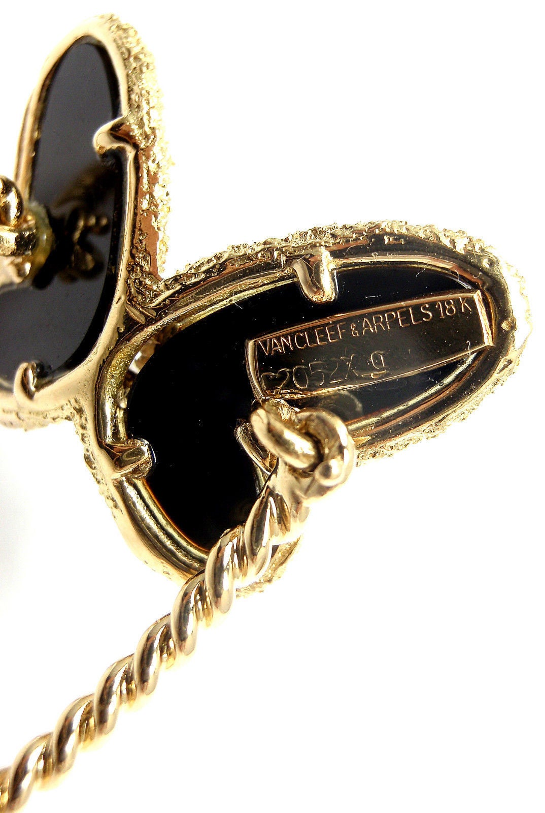Women's Van Cleef & Arpels Diamond Onyx Gold Butterfly Bangle Bracelet