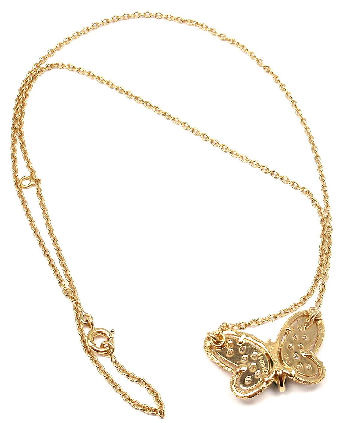 Women's Van Cleef & Arpels Chalcedony Diamond Gold Butterfly Necklace