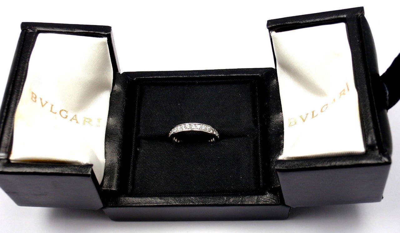 Bulgari Diamond Platinum Eternity Wedding Band Ring In New Condition In Holland, PA
