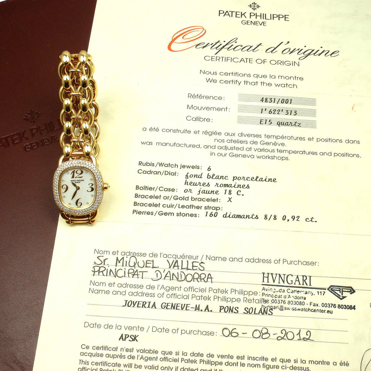 Patek Philippe Lady's Yellow Gold and Diamond Golden Ellipse Wristwatch Ref 4831 3