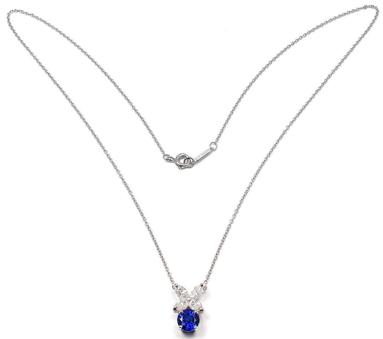 Women's Tiffany & Co. Victoria Diamond Sapphire Platinum Pendant Necklace