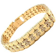 Hermès Paris Diamond Gold H Link Bracelet