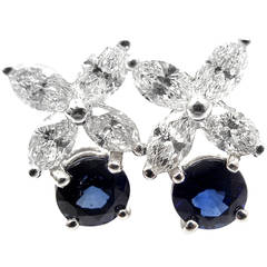 Vintage Tiffany & Co. Victoria Diamond Sapphire Platinum Earrings
