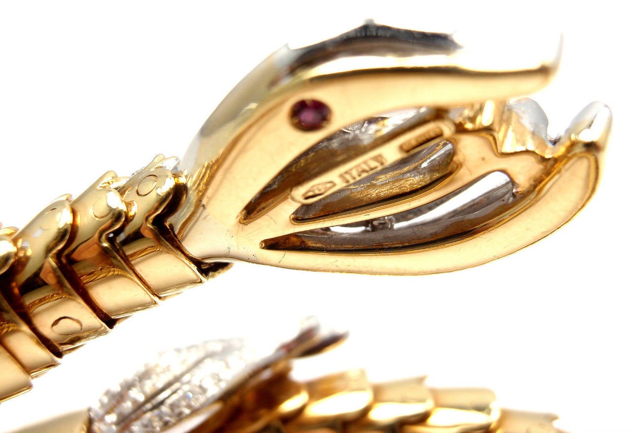 Women's Roberto Coin Ruby Diamond Gold Nemo Fish Bangle Bracelet