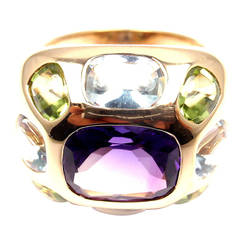 Chanel Baroque Aquamarine Peridot Amethyst Gold Ring