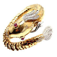 Roberto Coin Ruby Diamond Gold Nemo Fish Bangle Bracelet